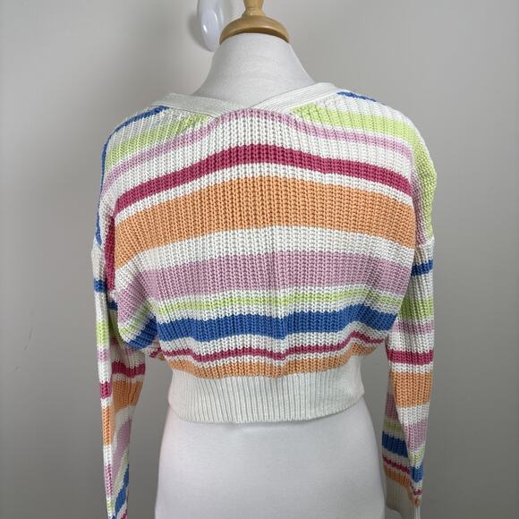Jessica Simpson Rainbow Cropped Button Front Cardigan M - Picture 3 of 14